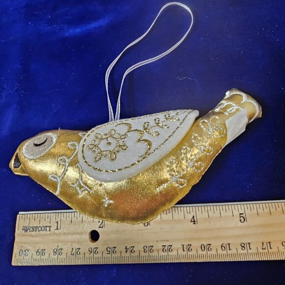 6 Gold & White Embroidered Turtle Doves of Peace Target Christmas Ornaments - Picture 8 of 9